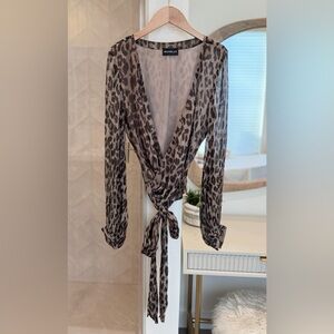 NICHOLAS Leopard Print Sheer Blouse - Sz 0